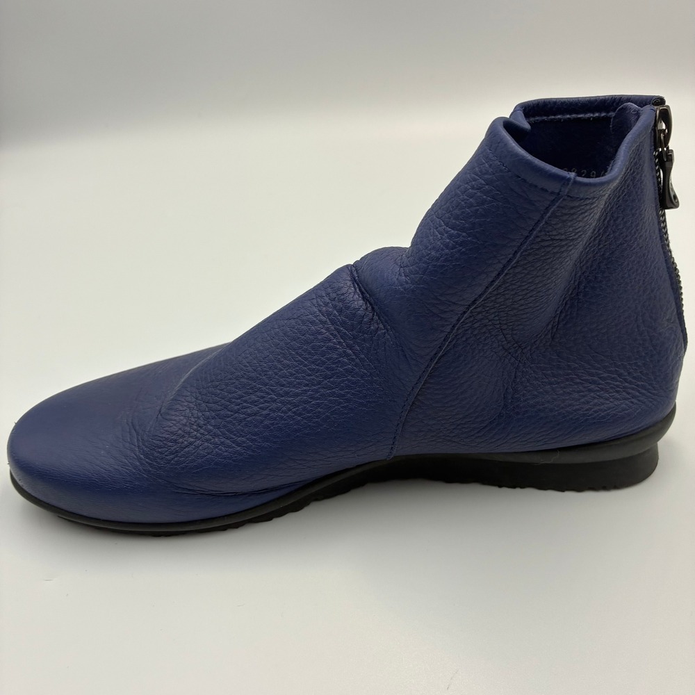 Arche Blue Pebbled Leather Ankle Boots Rear Zip Made in France Womens 36 - Picture 6 of 9